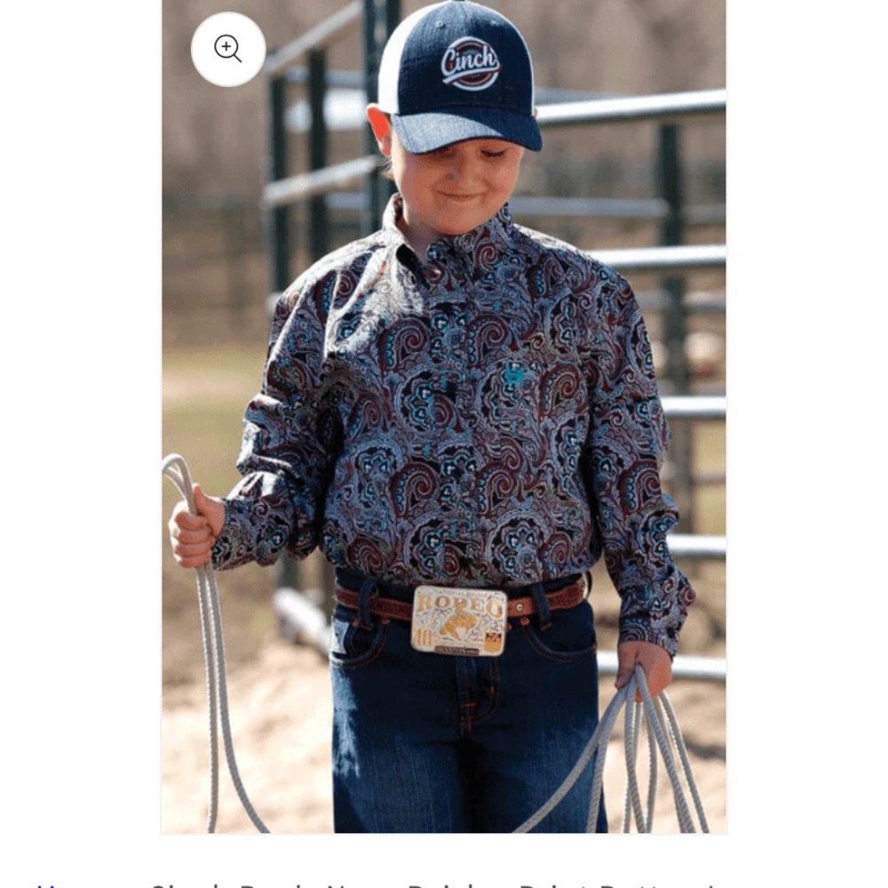 Cinch Boys Navy Paisley Button up